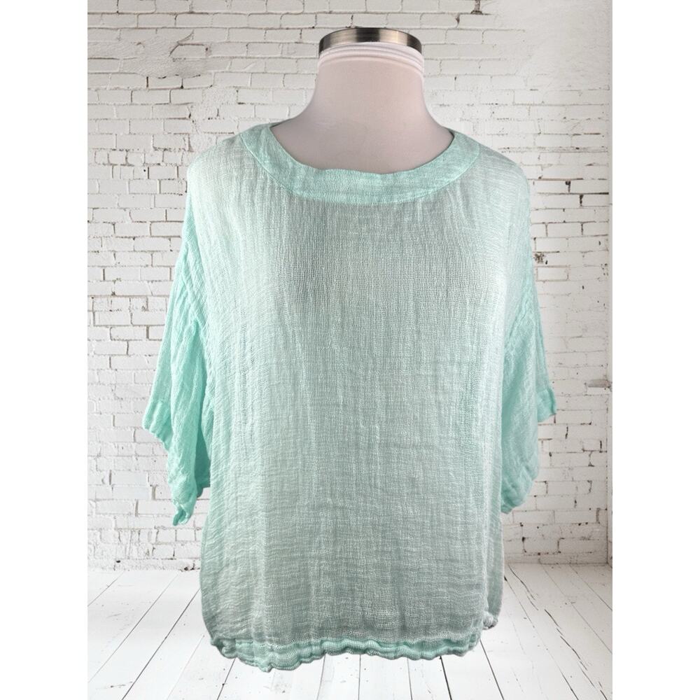 ✨2/$20 J. Jill Linen Mint Green Open Sheer Top Lagenlook Beachy Plus Size 1X - Picture 14 of 14